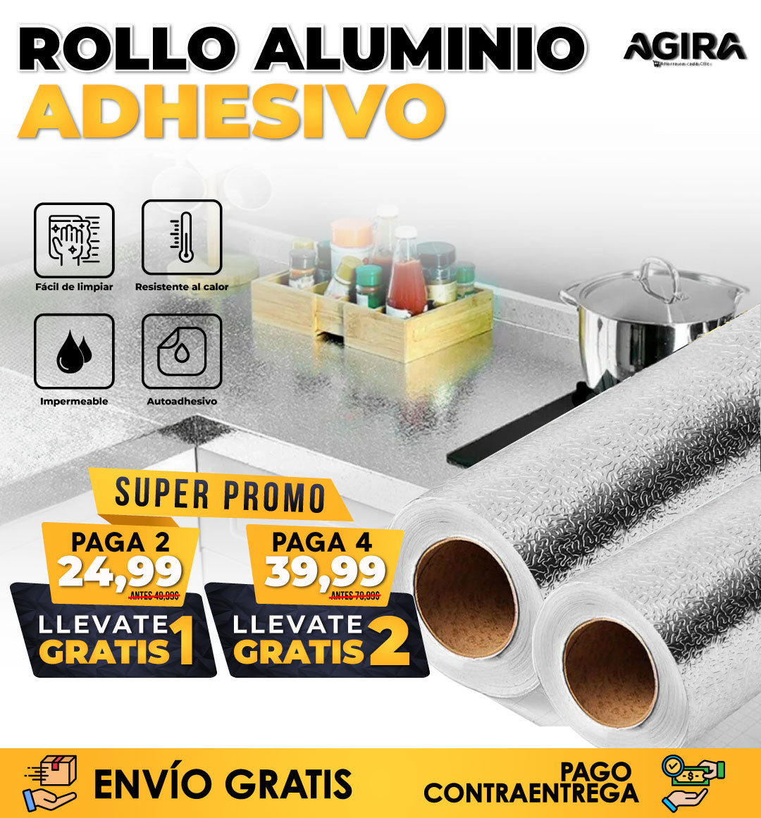 Rollo de aluminio adhesivo